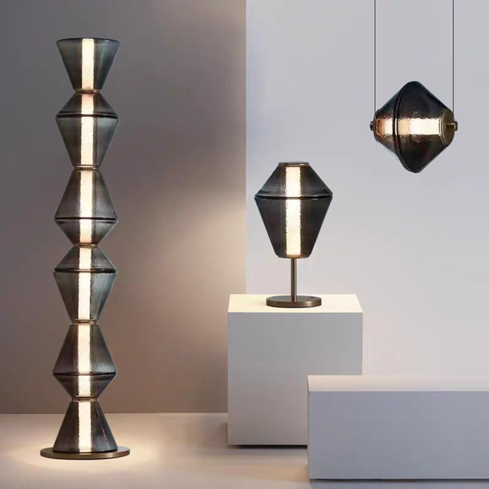 Arisha Suspension/Lampadaire Irrégulier Moderne, Verre/Metal, Noir, Chambre - Neutralighting