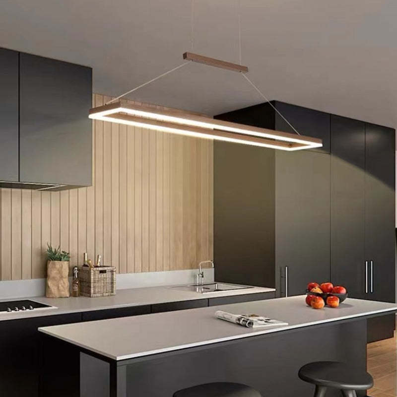 Ray Suspension Rectangulaire Contemporaine, Metal, Café/Or, Chambre - Neutralighting