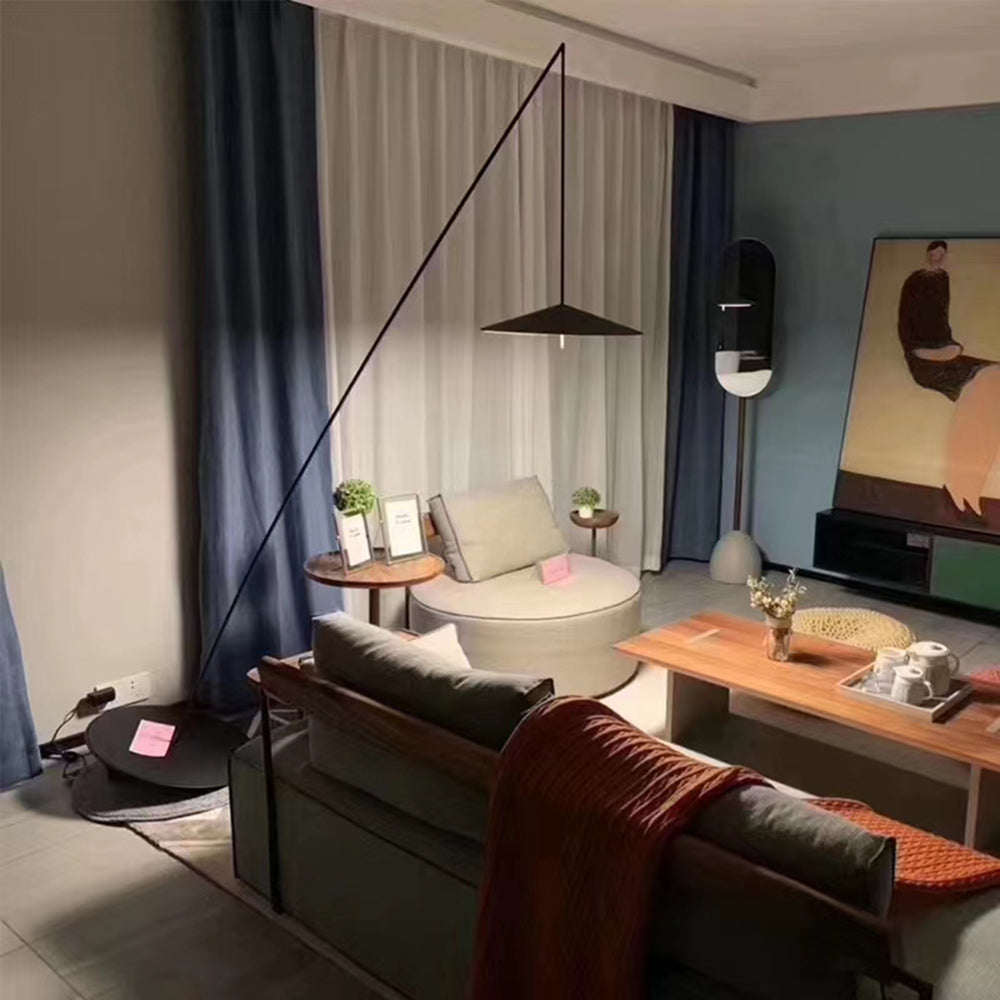 Mira Design Lampadaire Frisbee/Canne à Pêche Simple Métal Noir Grande Salon Intérieur