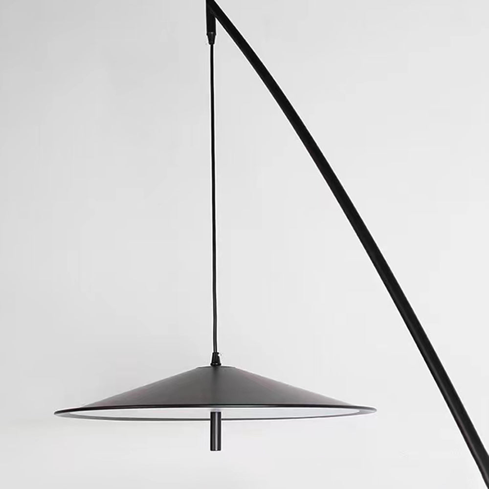 Mira Design Lampadaire Frisbee/Canne à Pêche Simple Métal Noir Grande Salon Intérieur
