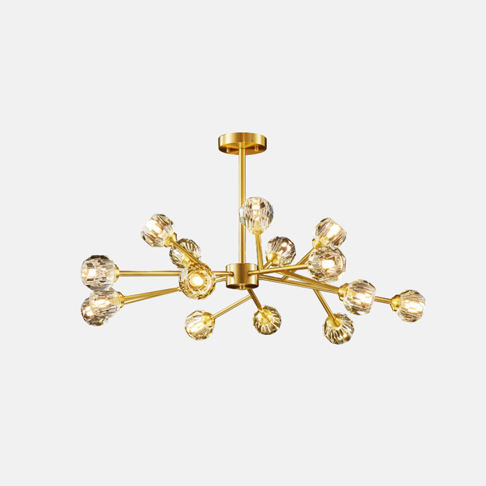 Valentina Luminaires Suspensions Multi Balle Moderne Cuivre/Cristal Noir/Doré Salon/Salle à Manger