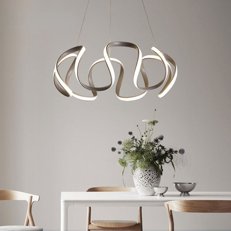 Clyra Suspension Linéaire Moderne Doré/Café/Gris. Salon - Neutralighting