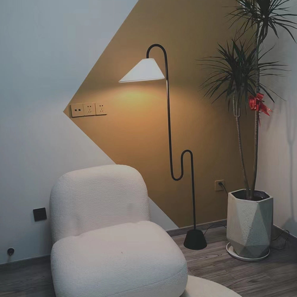 Mira Lampadaire Arche Simple, Métal/Tissu, Blanc/Noir, Chambre - Neutralighting