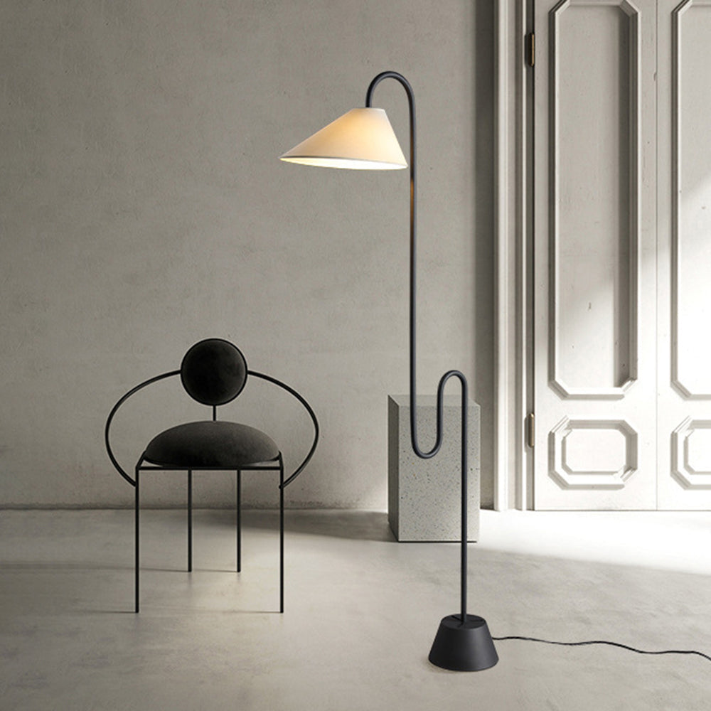Mira Lampadaire Arche Simple, Métal/Tissu, Blanc/Noir, Chambre - Neutralighting