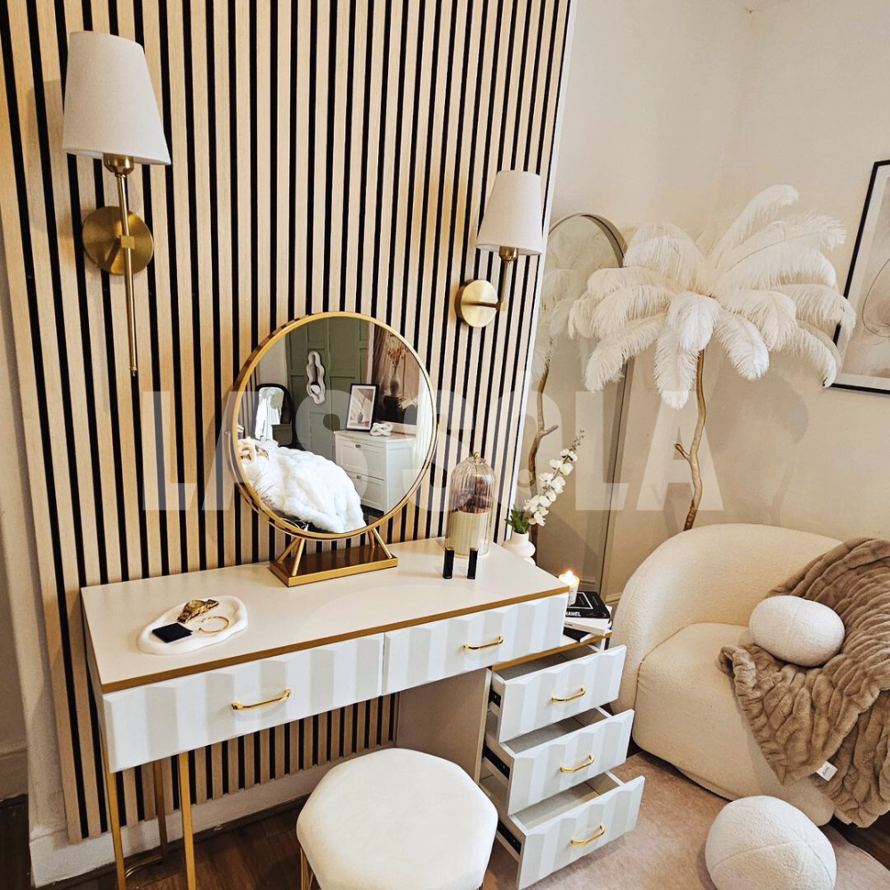 Lampadaire Fleur Luxe Plume/Métal Coloré Salon