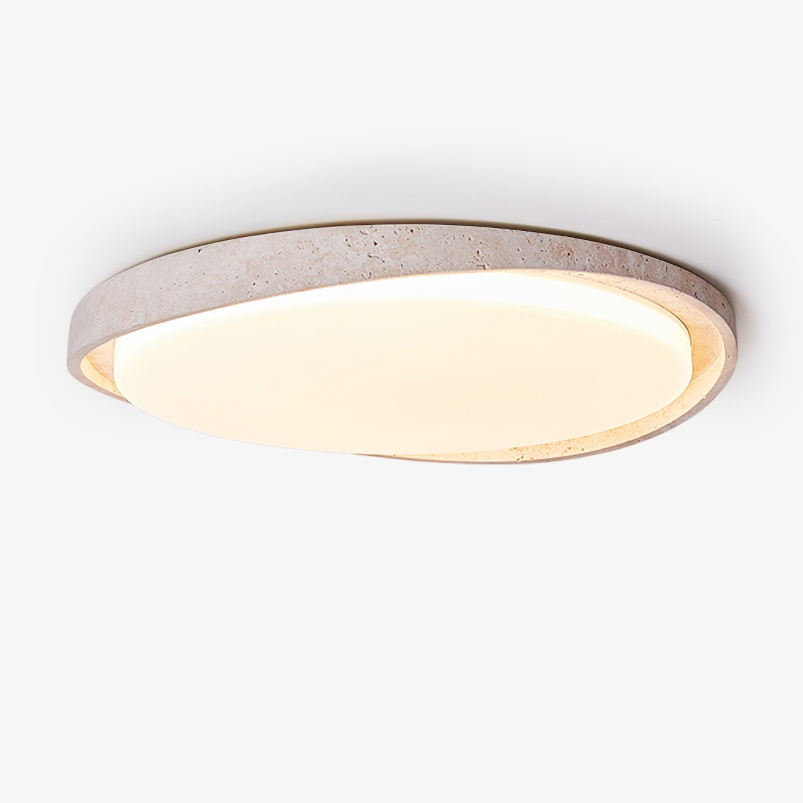 Vanoren Lampe Plafonnier à Cadre Ovale en Travertin - Neutralighting