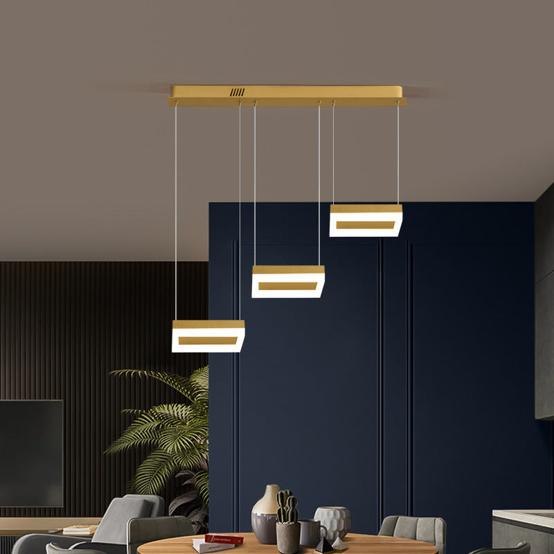 Arisha Suspension Rectangulaire Moderne, Metal/Acrylique, Or, Bureau - Neutralighting