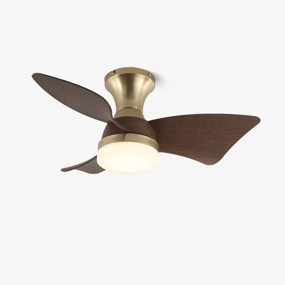 Plafonnier Ventilateur Aureon Moderne en Bois, montrant l'abat-jour blanc