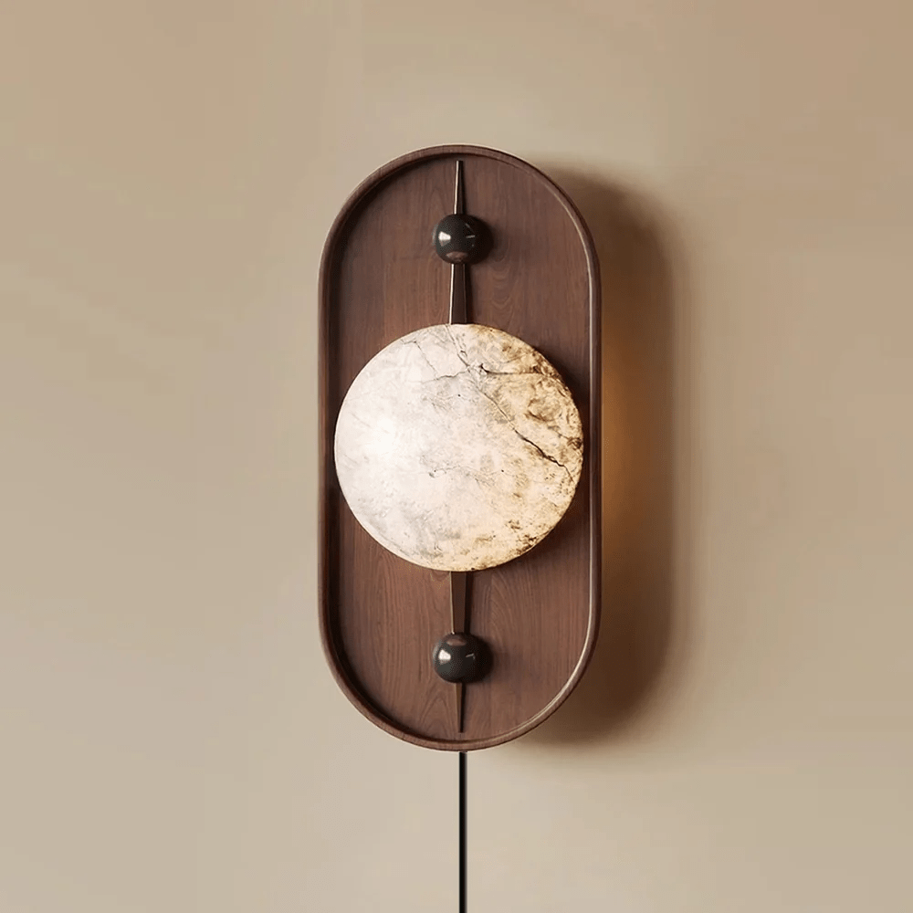 Lyvaran Oval Alabaster Wood Wall Light - Neutralighting