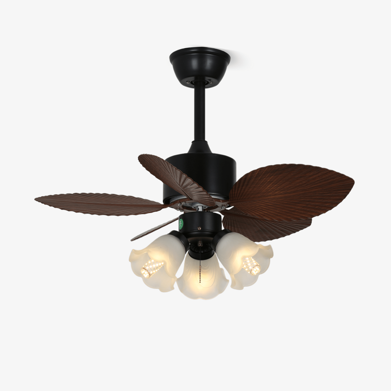 Plafonnier Ventilateur Florence en Bois Vintage, vue de face