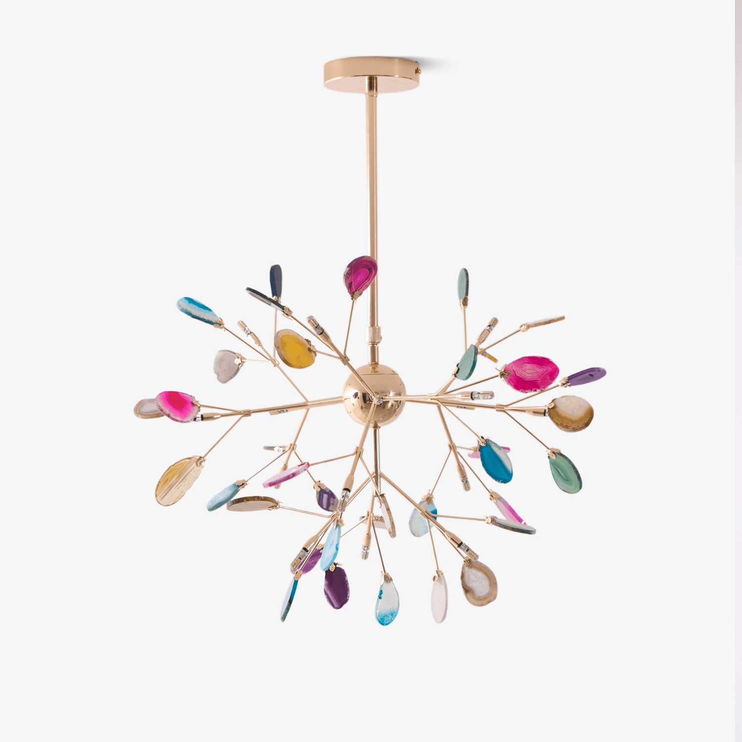 Lustra Chandelier Feuille Colorée Bras Dorés - Neutralighting