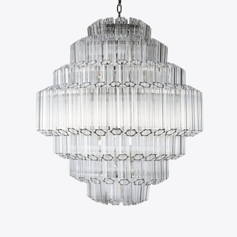 Aurora Chandelier Clear Glass Tube Layered Grande Vintage - Letslighting