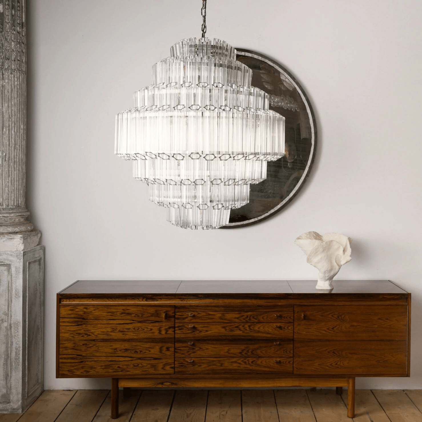 Aurora Chandelier Clear Glass Tube Layered Grande Vintage - Letslighting