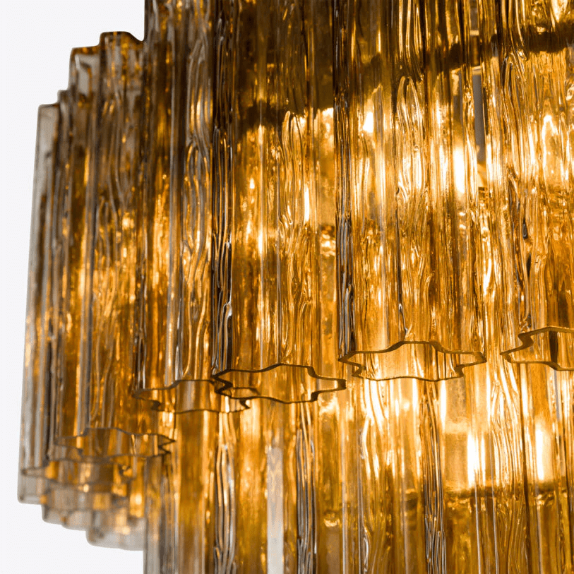 Aurora Chandelier Pink Prism Glass Layered Elegant - Letslighting