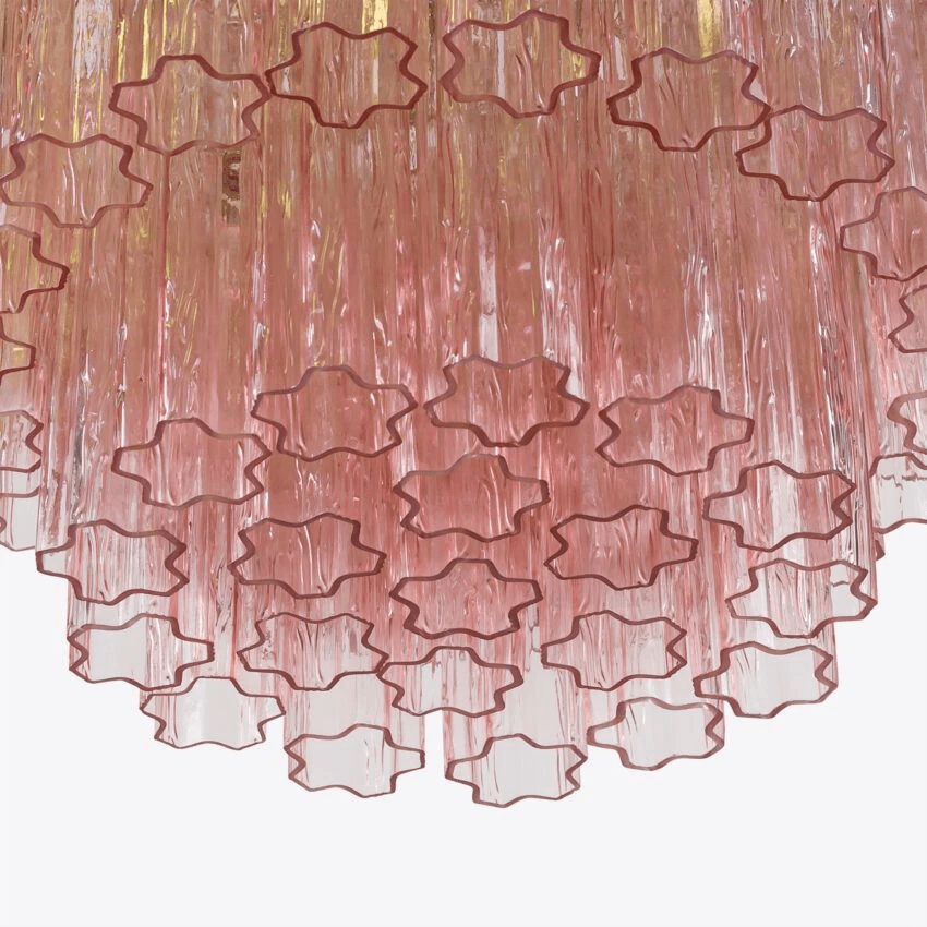 Aurora Chandelier Five Tier Fluted Glass Tube Mid Century - Letslighting