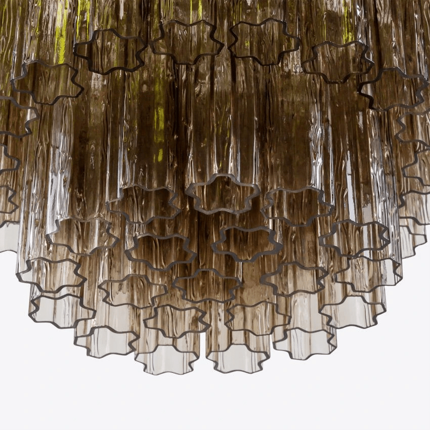 Aurora Chandelier Five Tier Fluted Glass Tube Mid Century - Letslighting