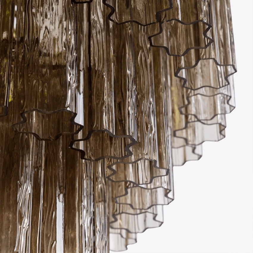 Aurora Chandelier Five Tier Fluted Glass Tube Mid Century - Letslighting