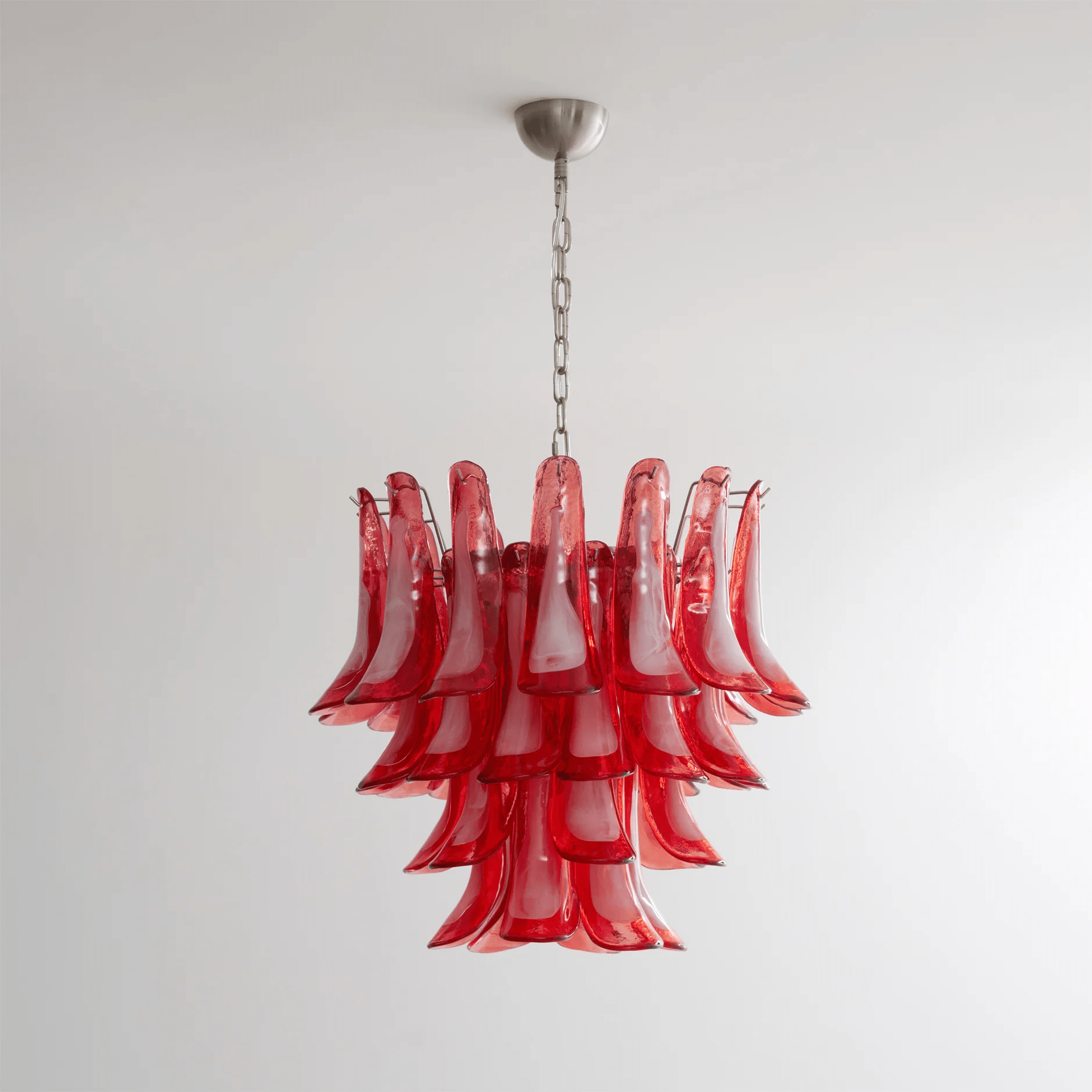 Aurora Chandelier Crimson Murano Glass Petals Layered Vintage - Letslighting