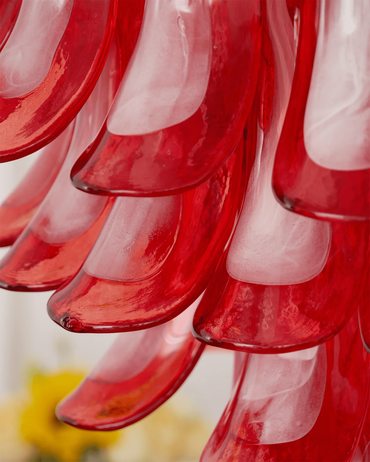 Aurora Chandelier Crimson Murano Glass Petals Layered Vintage - Letslighting