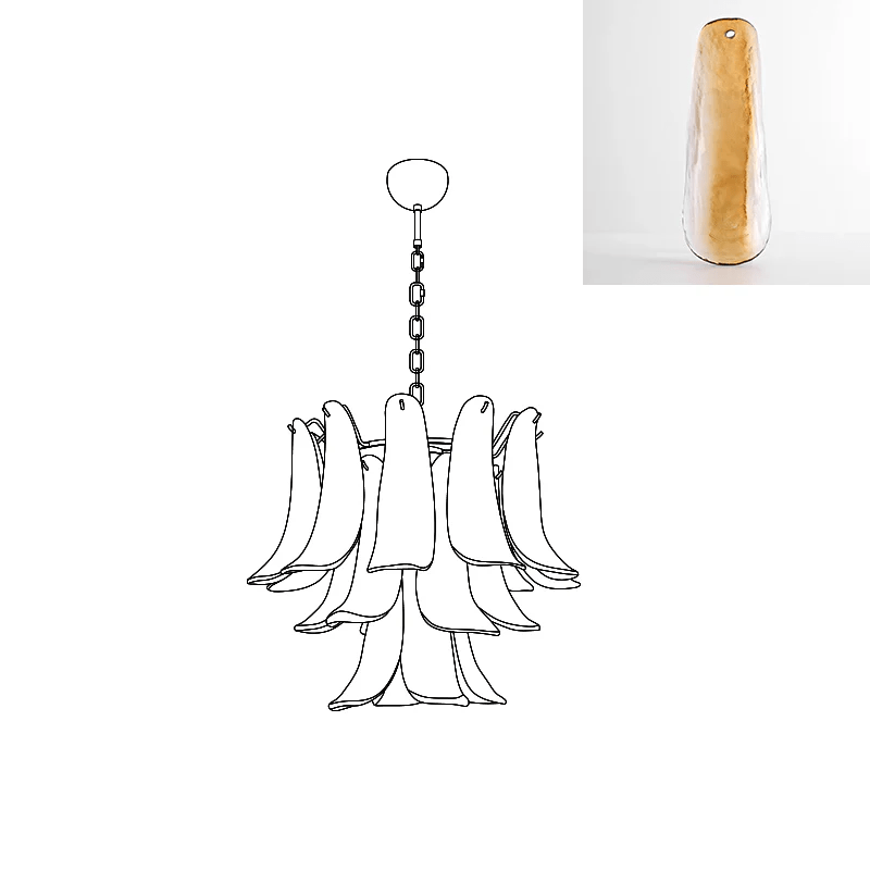 Aurora Lustre Pétales en Verre de Murano Vintage - Neutralighting