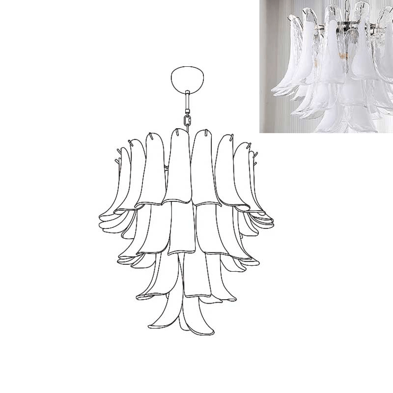 Aurora Lustre Pétales en Verre de Murano Vintage - Neutralighting