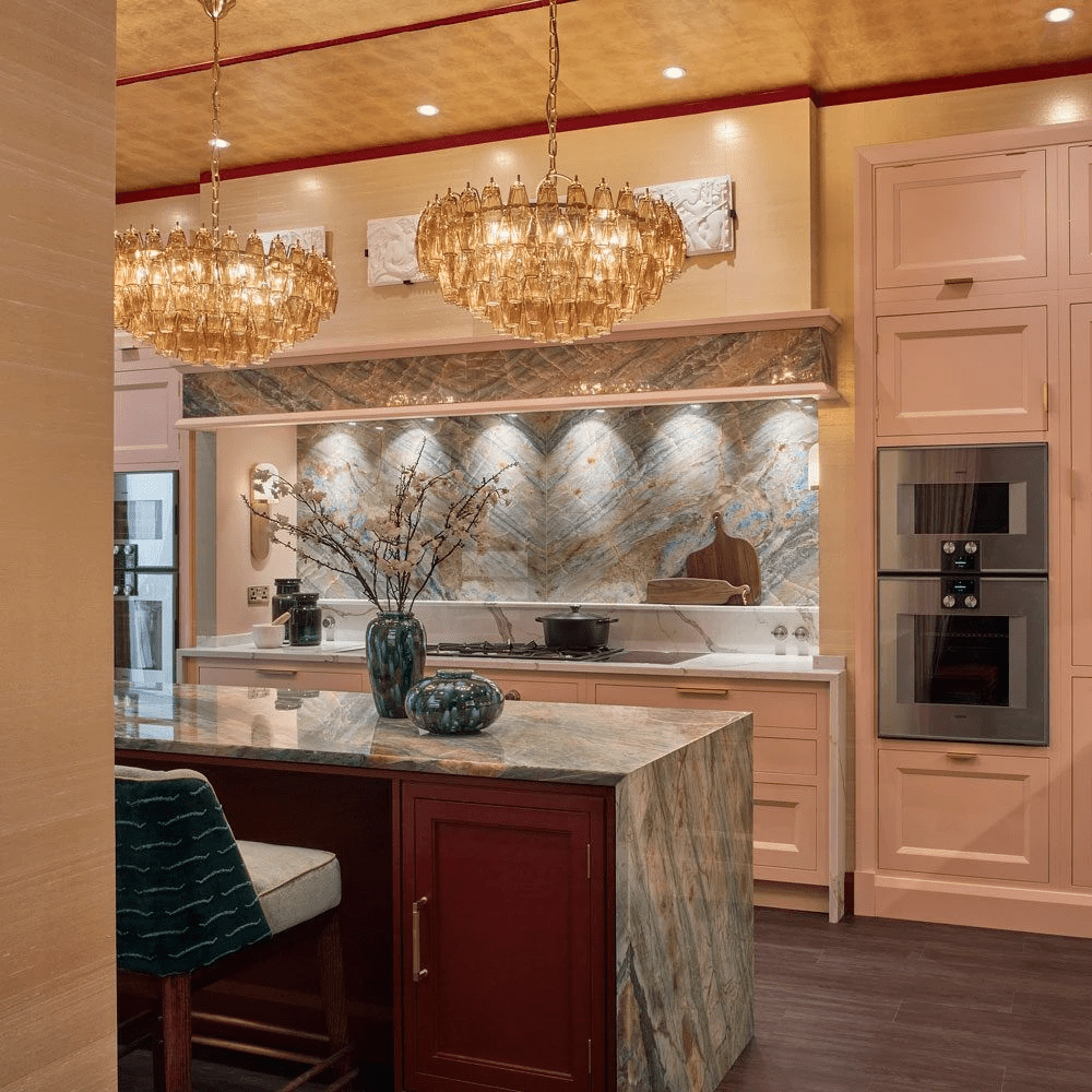 Aurora Chandelier Tiered Amber Glass - Letslighting