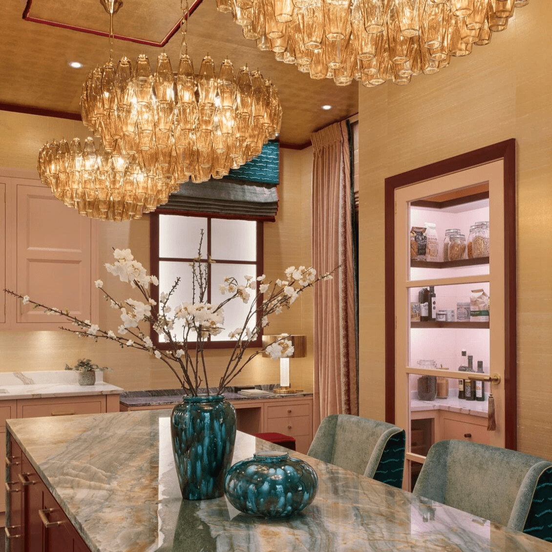 Aurora Chandelier Tiered Amber Glass - Letslighting