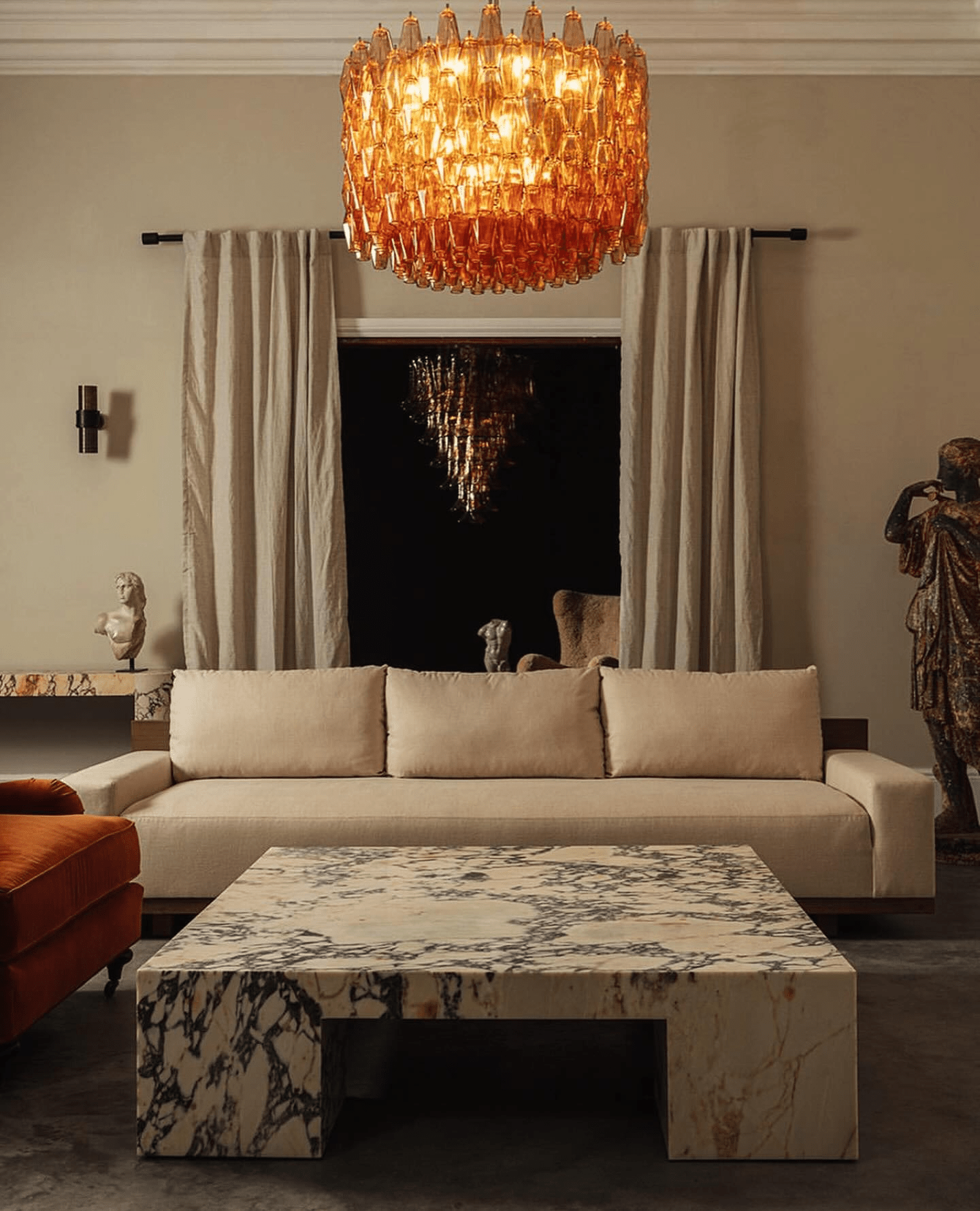 Aurora Chandelier Drum Amber Glass - Letslighting