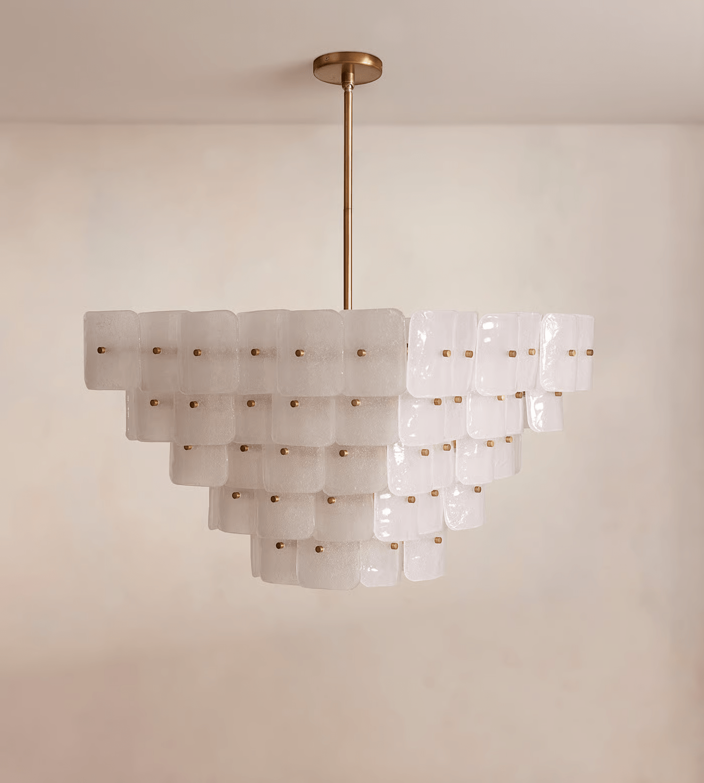 Aurora Chandelier White Frosted Glass Geometric Tiered - Letslighting