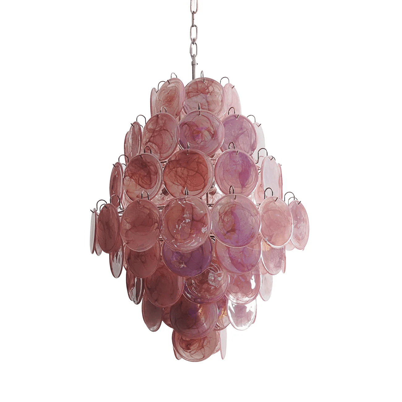 Aurora Chandelier Pink Murano Glass Handblown Discs - Letslighting