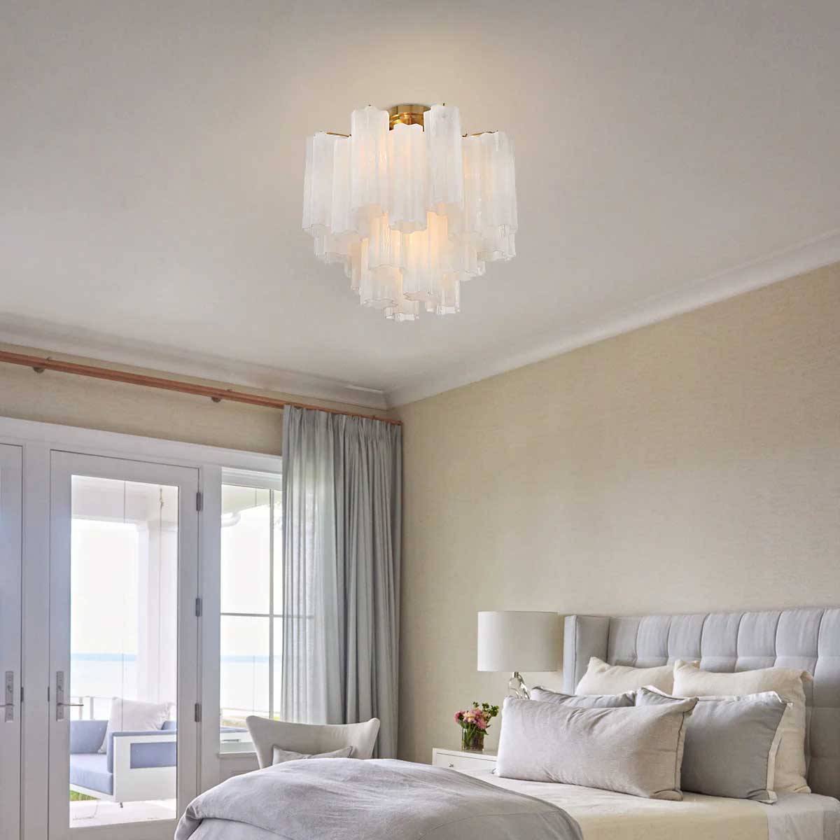 Aurora Ceiling Lamp Clear Murano Glass Tubular Handblown - Letslighting
