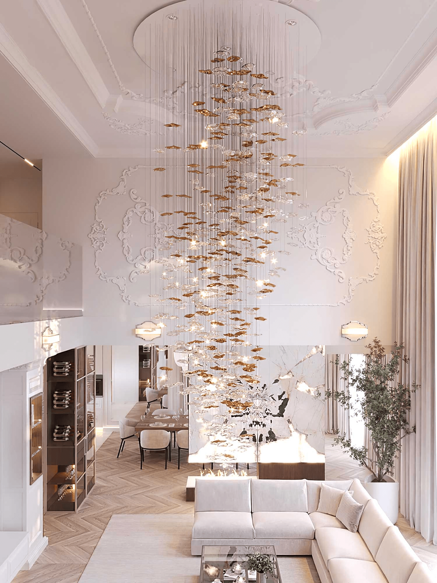 Nephele Chandelier Feuille en Cristal - Neutralighting