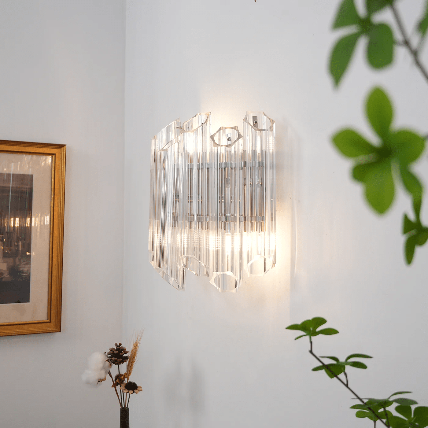 Aurora Wall Lamp Clear Murano Glass Tube Cascade - Letslighting