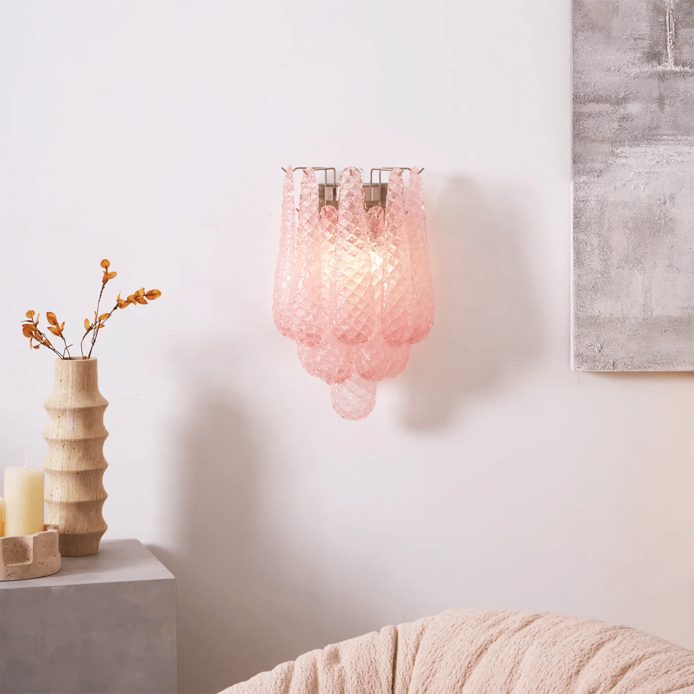 Aurora Wall Lamp Pink Teardrop Glass Floral Artistic - Letslighting