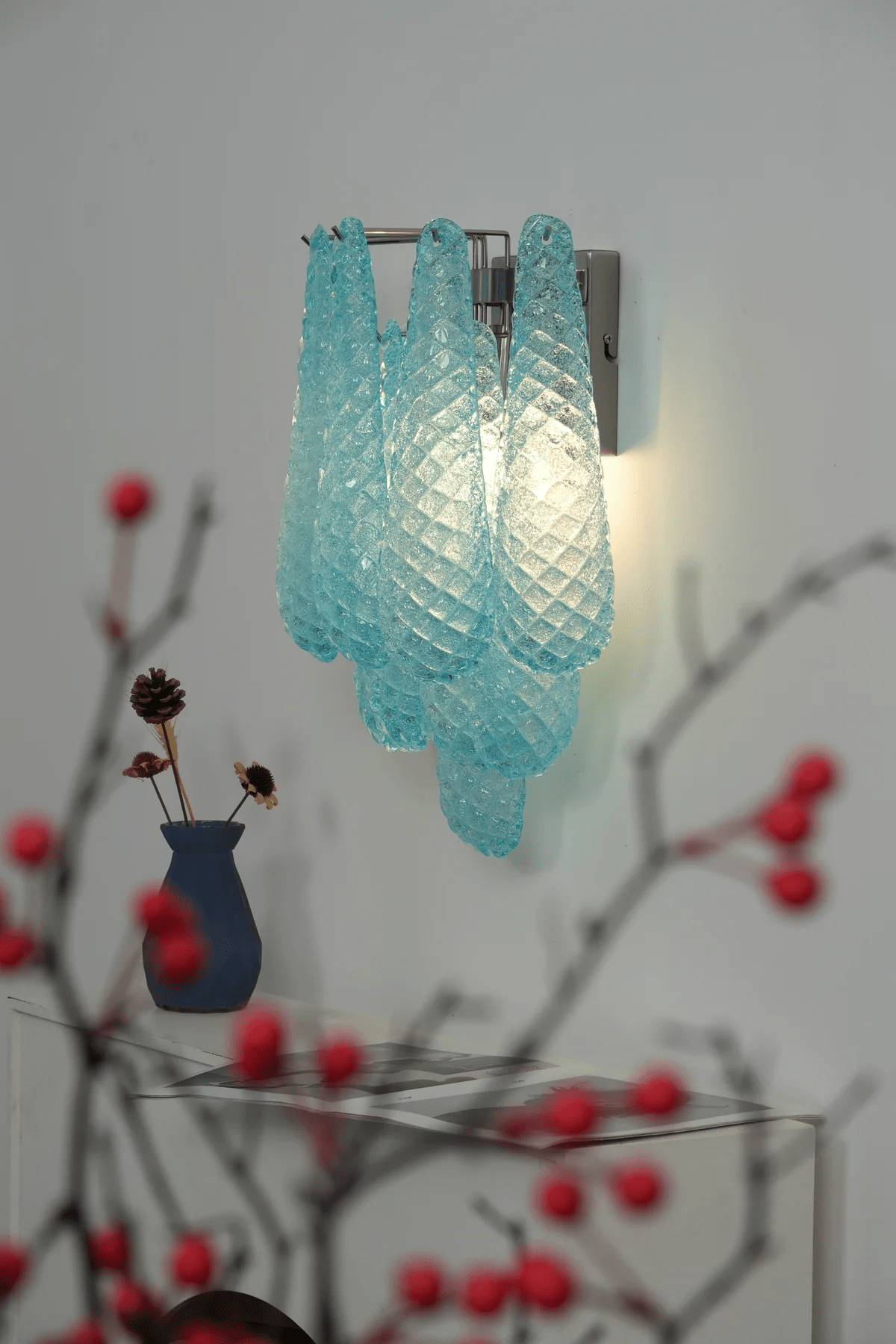 Aurora Wall Lamp Pink Teardrop Glass Floral Artistic - Letslighting