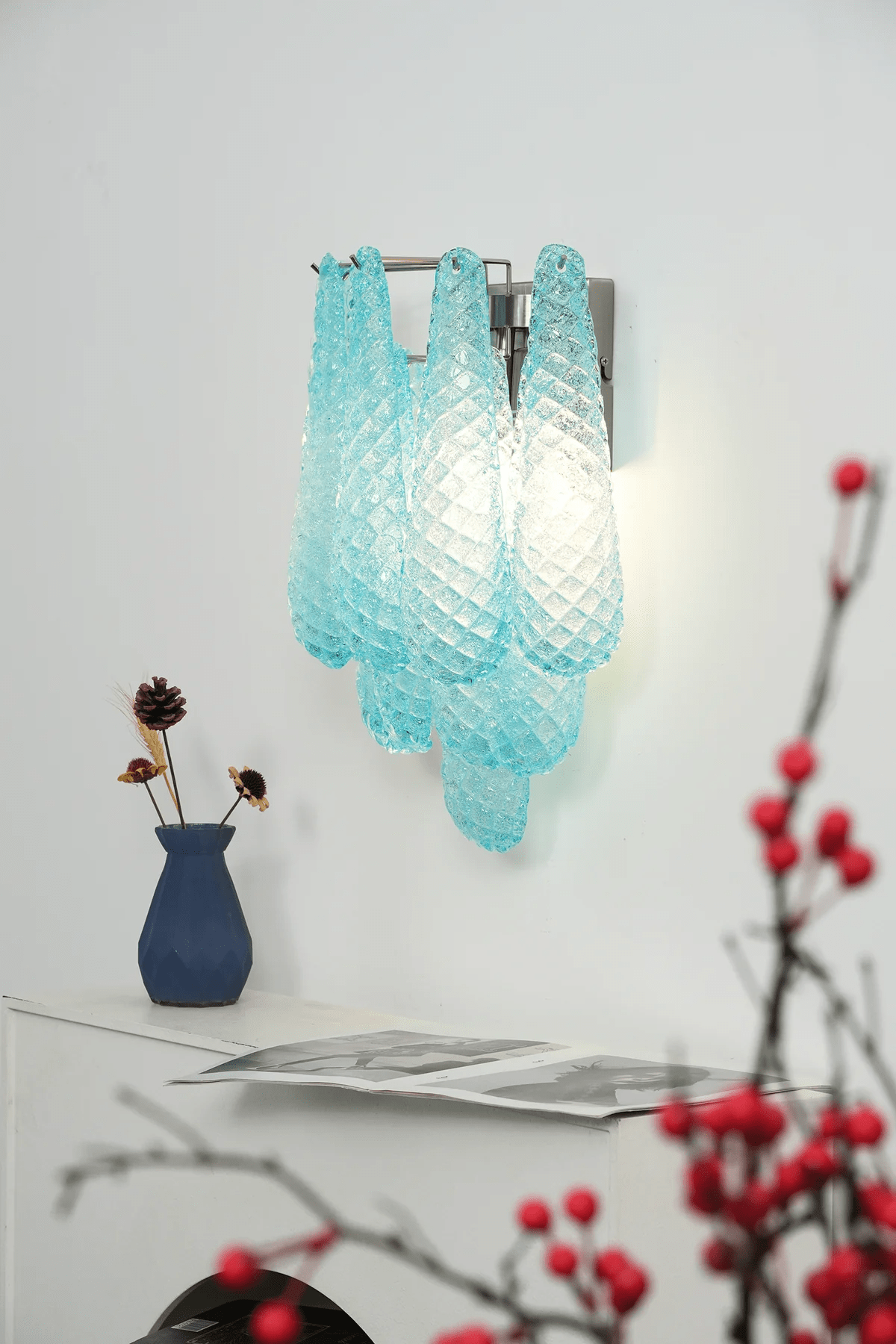 Aurora Wall Lamp Pink Teardrop Glass Floral Artistic - Letslighting