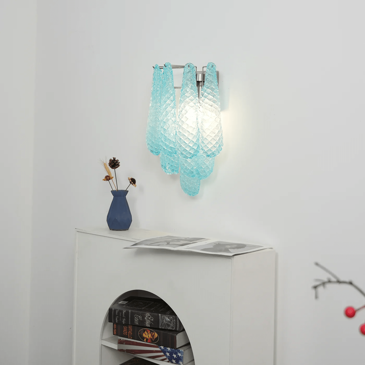 Aurora Wall Lamp Pink Teardrop Glass Floral Artistic - Letslighting