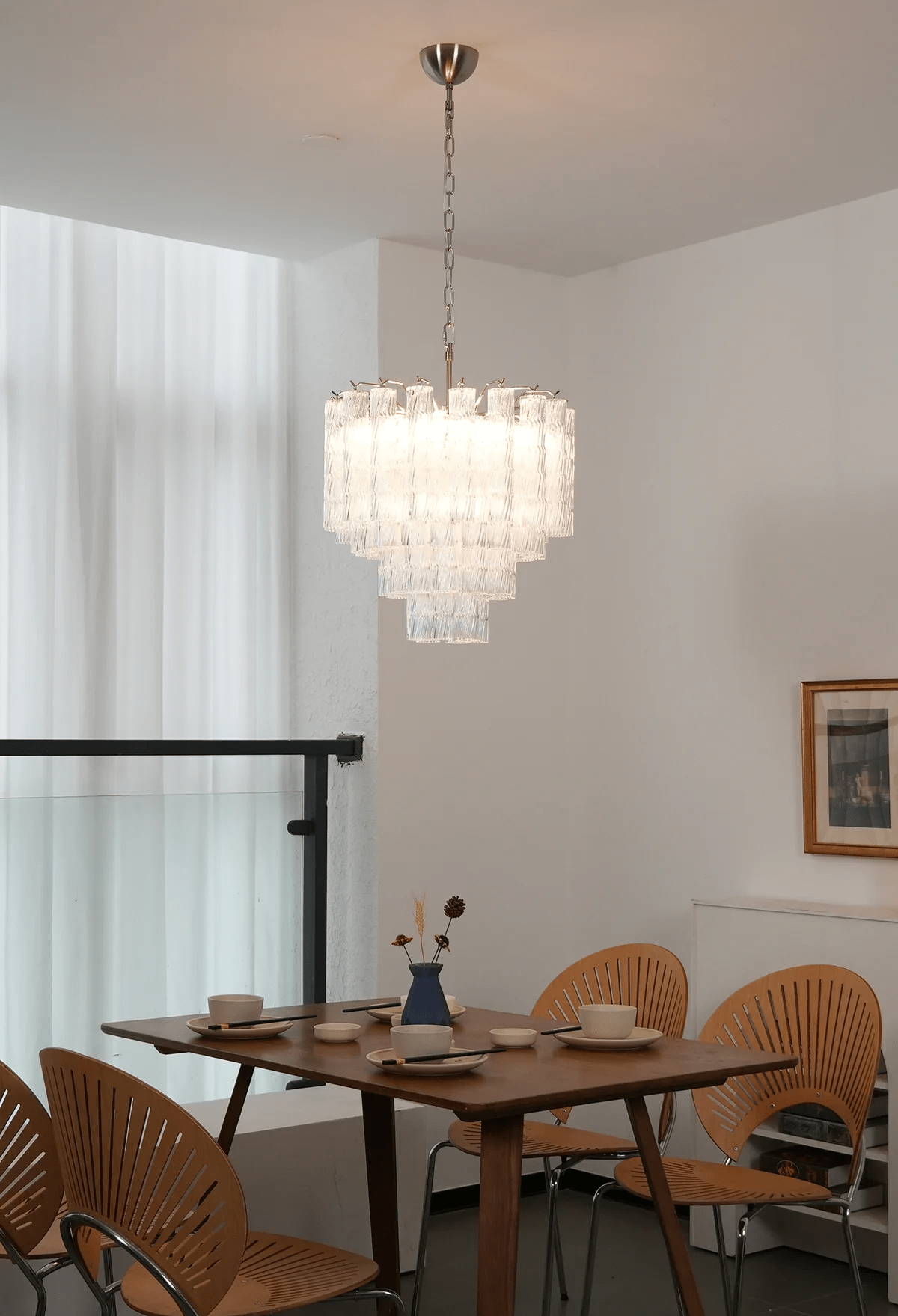 Aurora Chandelier Murano Glass Tiered Cascading Waves - Letslighting