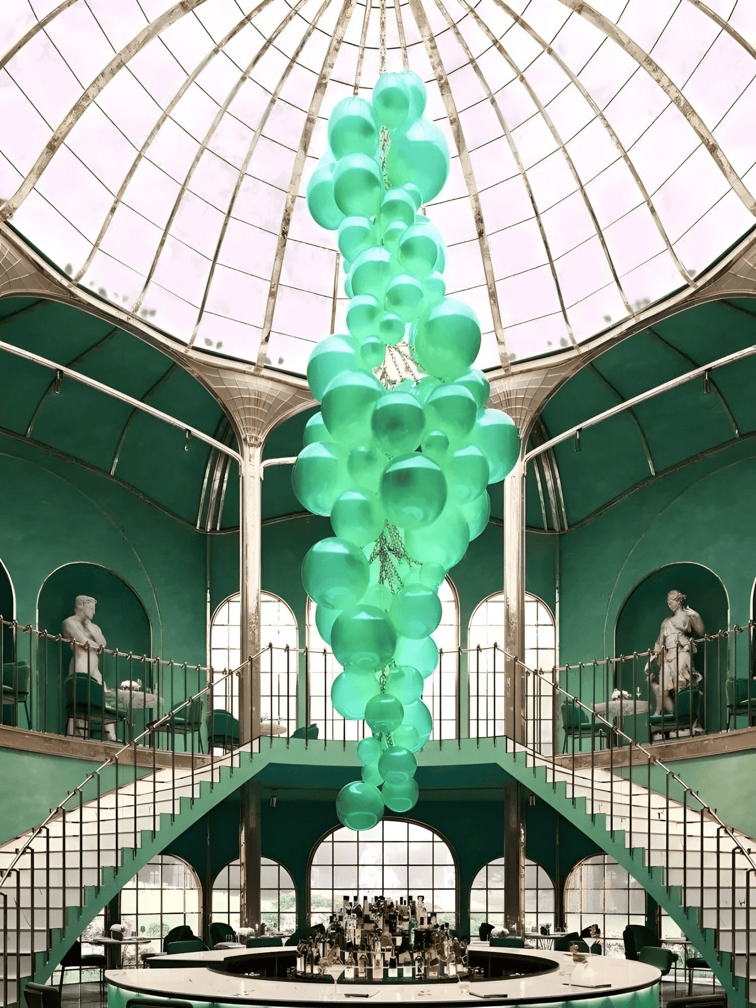 Aurora Chandelier En Verre De Murano Grappes De Raisins Art Déco - Neutralighting