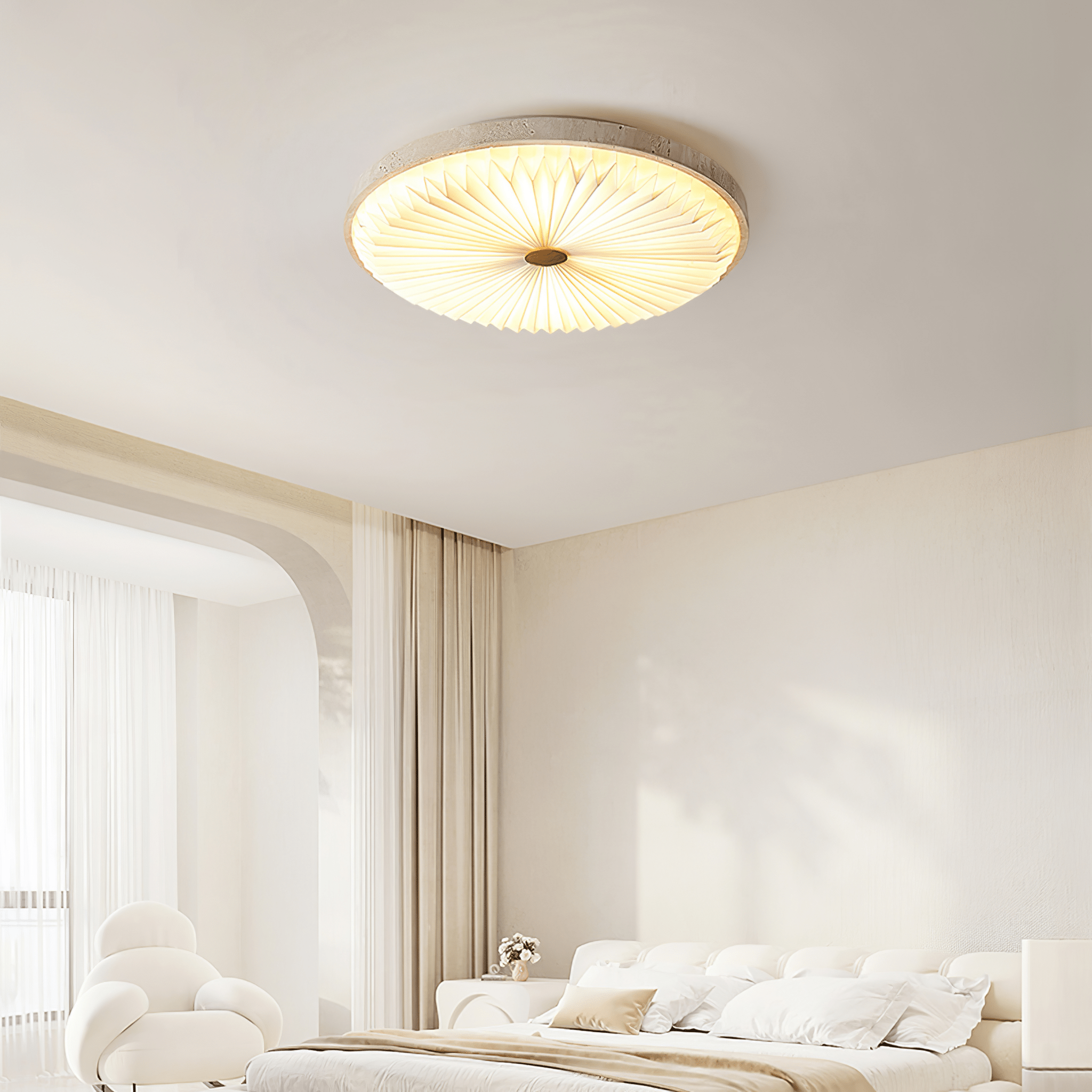 Ciloraris Textured Travertine Ceiling Light - Letslighting