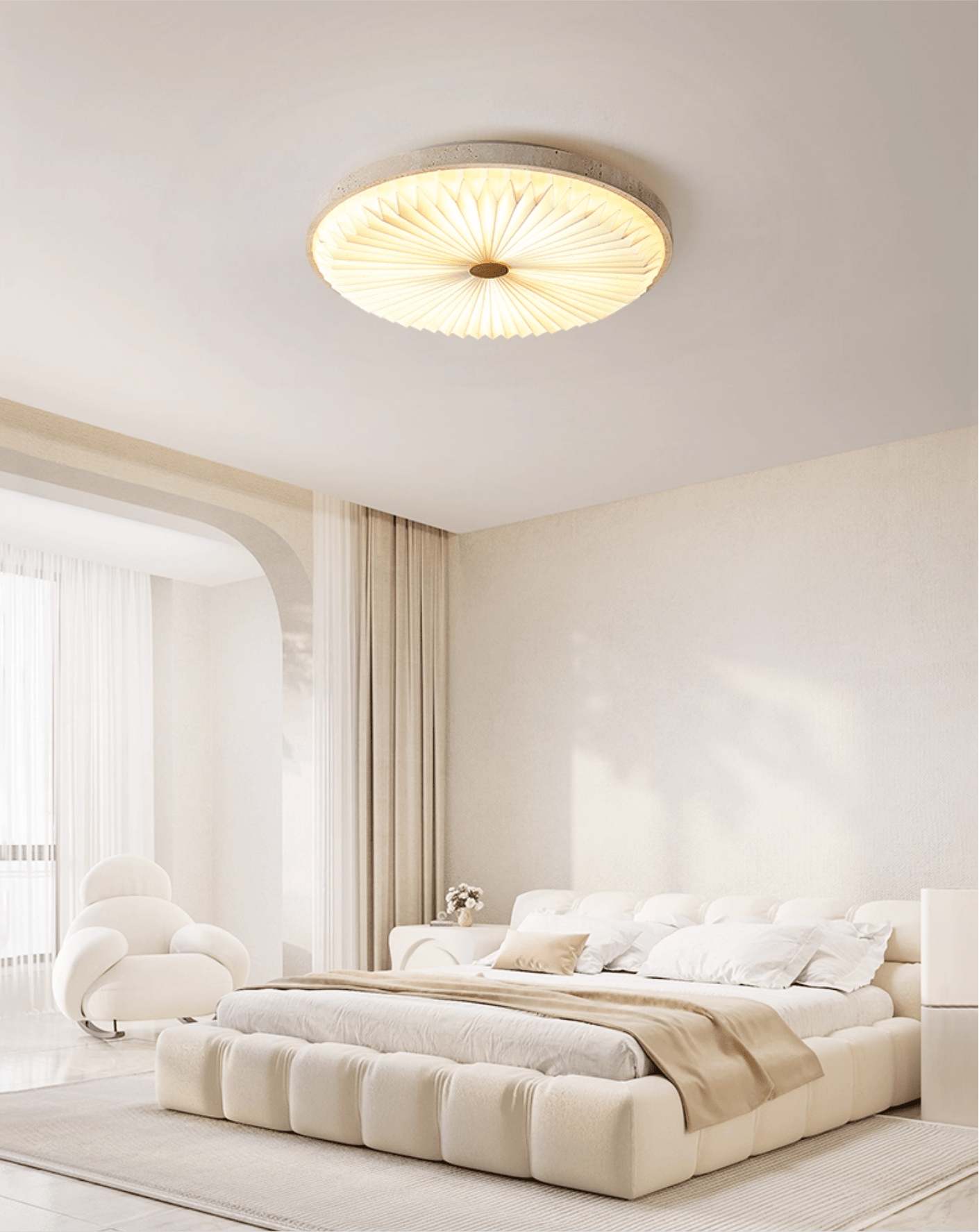 Ciloraris Textured Travertine Ceiling Light - Letslighting