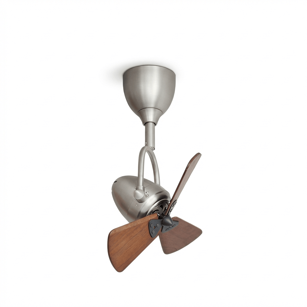 Vue latérale du ventilateur de plafond articulé Orville