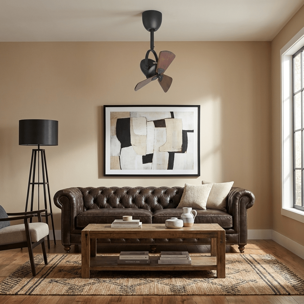 Gros plan du moteur du ventilateur de plafond articulé Orville