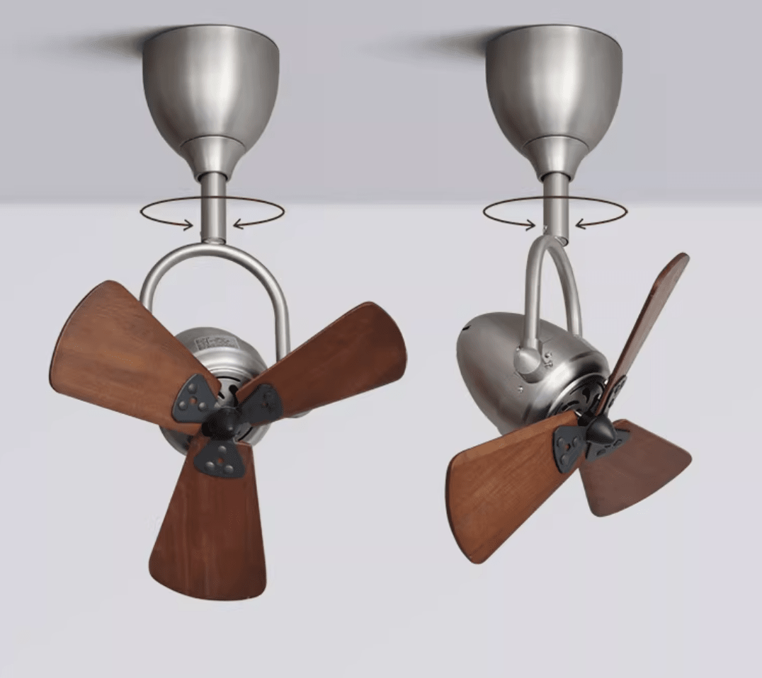 Ventilateur de plafond articulé Orville montrant son articulation