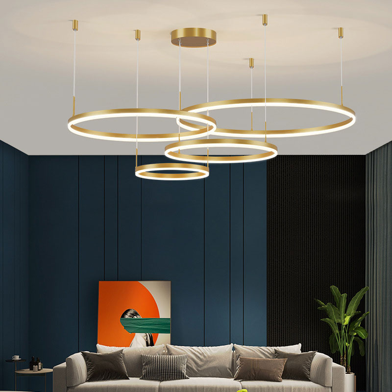 Remi Suspension Anneau Moderne Métal Noir/Doré/Café Salon