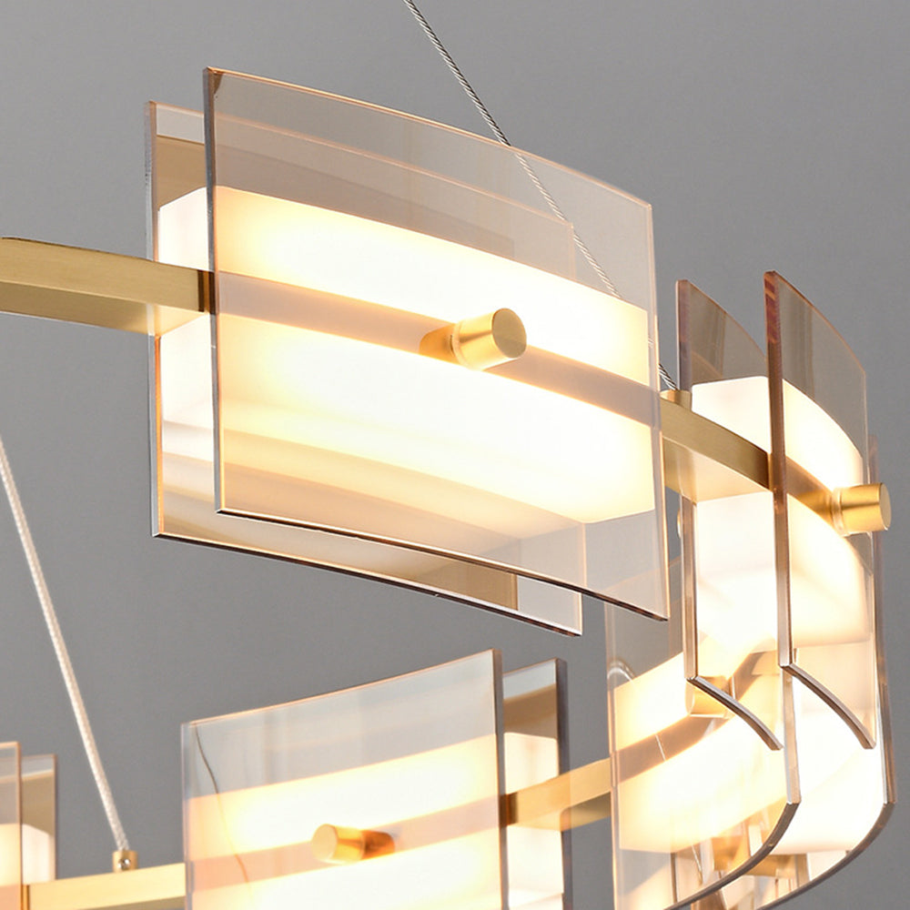 Arisha Suspension Anneau Simple, Cuivre/Verre, Noir/Or, Salon/Chambre - Neutralighting