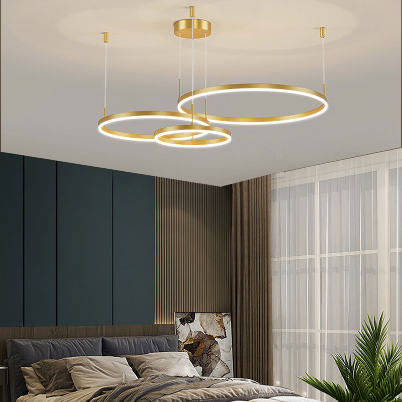 Remi Suspension Anneau Moderne Métal Noir/Doré/Café Salon