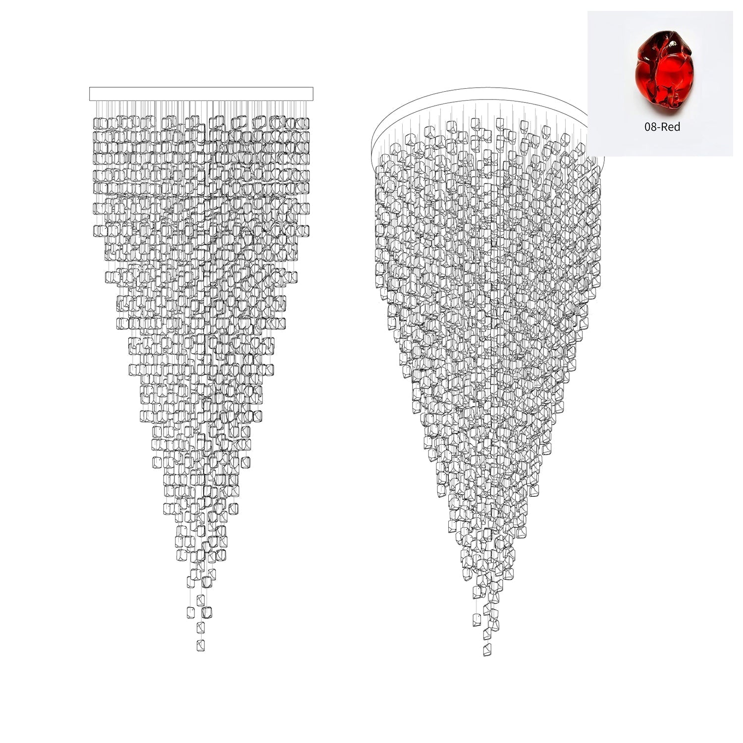 Veshaa Lustre en cristal de pierre de luxe postmoderne - Neutralighting