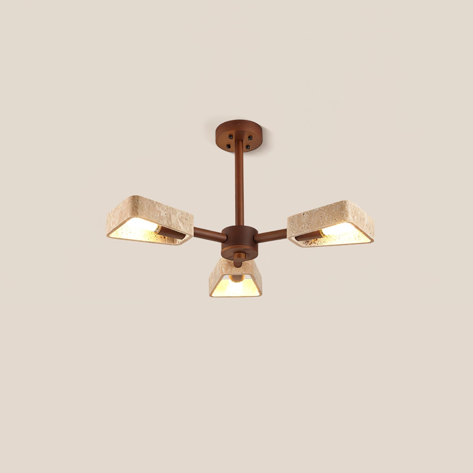 Hedra Travertone Geometric Chandelier - Neutralighting