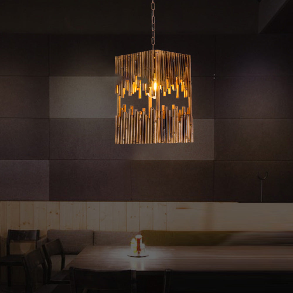 Epoch Suspension Rectangulaire Naturelle, Metal/Bois, Marron, Salon - Neutralighting